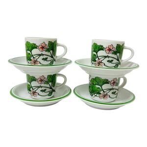 4 IKEA Spal Demitasse Cup Saucer Espresso Set Midsommar By Marguerite Walfridson